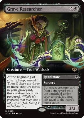 Magic: The Gathering,Secrets of Strixhaven,Grave Researcher (Extended Art) - 325,Foil,Rare,Lightly Played
