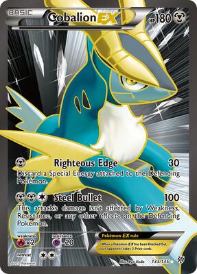 Pokemon,Plasma Storm,Cobalion EX (133 Full Art) - 133/135,Holofoil,Ultra Rare,Lightly Played