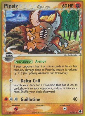 Pokemon,EX Dragon Frontiers,Pinsir (Delta Species) - 9/101,Holofoil,Holo Rare,Lightly Played
