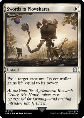 Magic: The Gathering,Universes Beyond: Fallout,Swords to Plowshares (Surge Foil) - 701,Foil,Uncommon,Near Mint