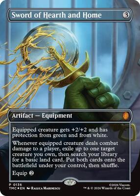 Magic: The Gathering,Commander: Teenage Mutant Ninja Turtles,Sword of Hearth and Home (Borderless) - 136,Foil,Promo,Lightly Played