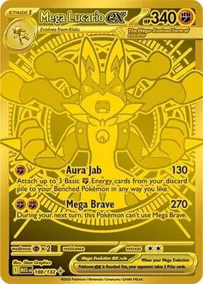 Pokemon,ME01: Mega Evolution,Mega Lucario EX - 188/132,Holofoil,Mega Hyper Rare,Lightly Played
