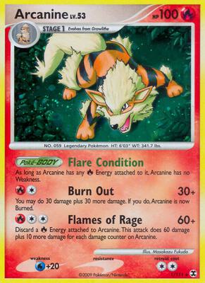 Pokemon,Rising Rivals,Arcanine - 1/111,Holofoil,Holo Rare,Damaged