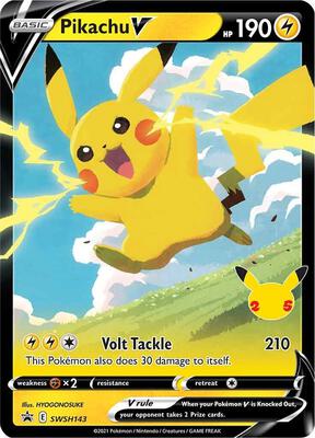 Pokemon,SWSH: Sword & Shield Promo Cards,Pikachu V - SWSH143,Holofoil,Promo,Lightly Played