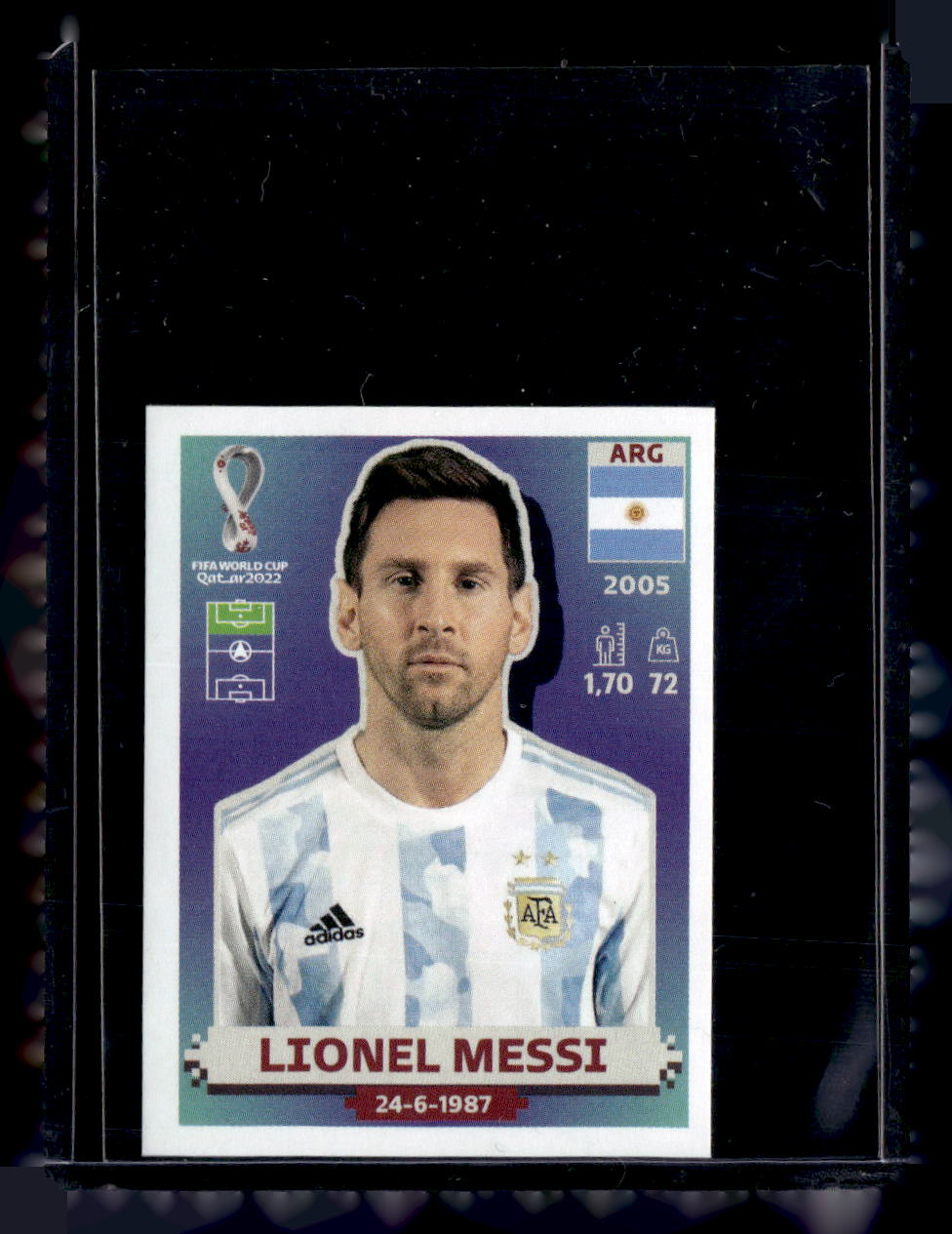 Panini 2022 Panini FIFA World Cup: Qatar 2022 Stickers (Blue Fronts w/ White Border),2022 Panini FIFA World Cup: Qatar 2022 Stickers (Blue Fronts w/ White Border),Lionel Messi - ARG 20,NM