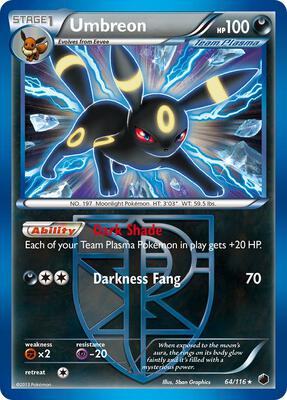 Pokemon,Plasma Freeze,Umbreon (Team Plasma) - 64/116,Reverse Holofoil,Holo Rare,Damaged