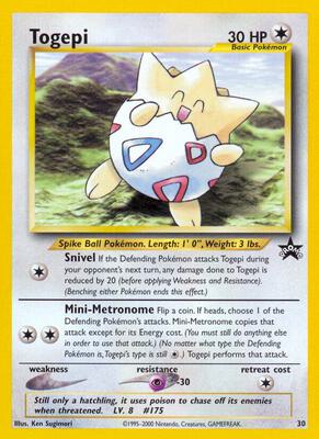 Pokemon,WoTC Promo,Togepi - 30/53,Normal,Promo,Moderately Played