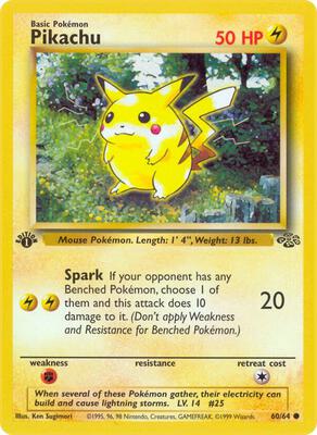 Pokemon,Jungle,Pikachu - 60/64,1st Edition,Common,Near Mint