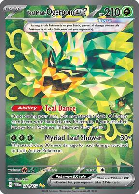 Pokemon,SV06: Twilight Masquerade,Teal Mask Ogerpon ex - 211/167,Holofoil,Special Illustration Rare,Near Mint