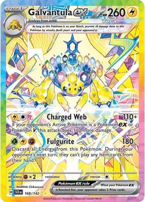 Pokemon,SV07: Stellar Crown,Galvantula ex - 168/142,Holofoil,Special Illustration Rare,Moderately Played