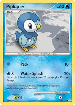 Pokemon,Diamond and Pearl,Piplup - 93/130,Reverse Holofoil,Common,Moderately Played