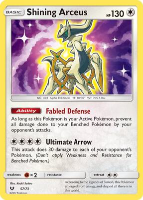 Pokemon,Shining Legends,Shining Arceus - 57/73,Holofoil,Shiny Holo Rare,Lightly Played