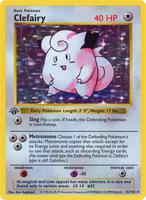 Pokemon,Base Set (Shadowless),Clefairy - 005/102,1st Edition Holofoil,Holo Rare,Heavily Played