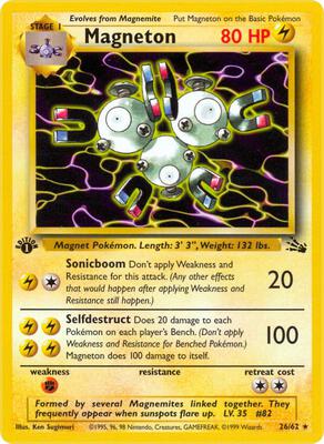 Pokemon,Fossil,Magneton (26) - 26/62,Unlimited,Rare,Moderately Played