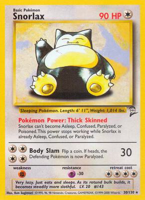 Pokemon,Base Set 2,Snorlax - 030/130,Normal,Rare,Heavily Played