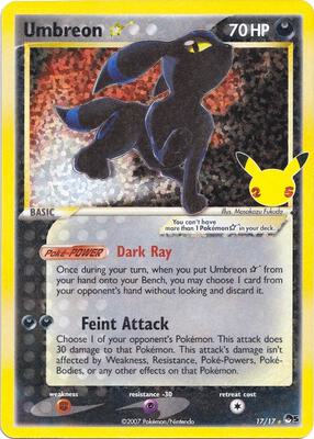 Pokemon,Celebrations: Classic Collection,Umbreon Star - 17/17,Holofoil,Classic Collection,Near Mint