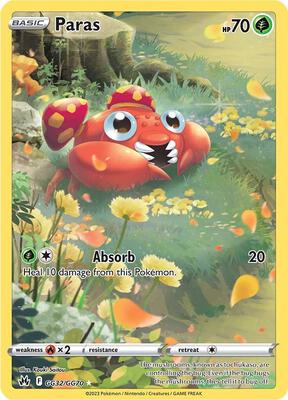 Pokemon,SWSH: Crown Zenith: Galarian Gallery,Paras - GG32/GG70,Holofoil,Ultra Rare,Near Mint