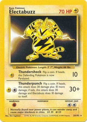Pokemon,Base Set,Electabuzz - 020/102,Normal,Rare,Moderately Played