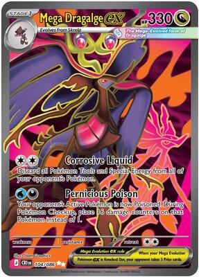 Pokemon,ME04: Chaos Rising,Mega Dragalge ex - 104/086,Holofoil,Ultra Rare,Near Mint