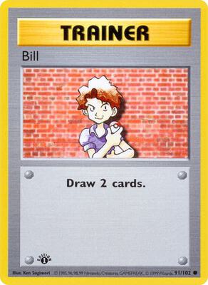 Pokemon,Base Set (Shadowless),Bill - 091/102,1st Edition,Common,Moderately Played