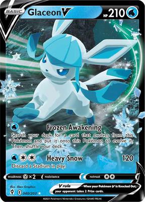 Pokemon,SWSH07: Evolving Skies,Glaceon V - 040/203,Holofoil,Ultra Rare,Lightly Played
