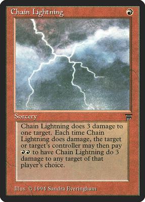 Magic: The Gathering,Legends,Chain Lightning,Normal,Common,Moderately Played