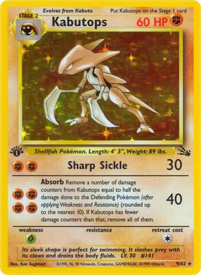 Pokemon,Fossil,Kabutops (9) - 09/62,1st Edition Holofoil,Holo Rare,Lightly Played