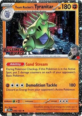 Pokemon,Miscellaneous Cards & Products,Team Rocket's Tyranitar (Prerelease) - 096/182,Holofoil,Rare,Near Mint