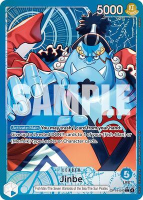 One Piece Card Game,The Azure Sea's Seven,Jinbe - OP14-040 (Alternate Art),Foil,Leader,Near Mint