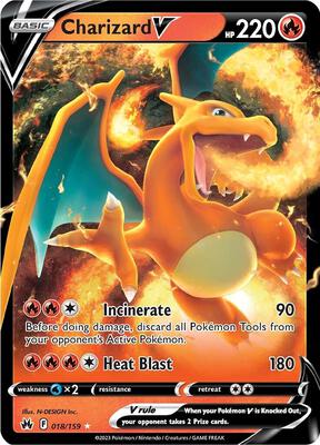 Pokemon,SWSH: Crown Zenith,Charizard V - 018/159,Holofoil,Ultra Rare,Near Mint