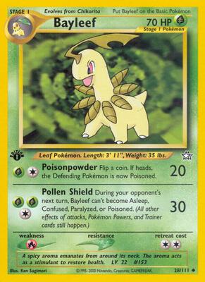 Pokemon,Neo Genesis,Bayleef (28) - 028/111,1st Edition,Uncommon,Lightly Played