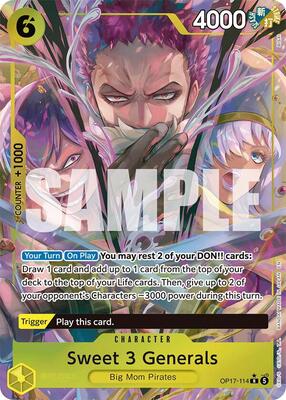 One Piece Card Game,The World's Strongest Warriors,Sweet 3 Generals (Alternate Art) - OP17-114,Foil,Rare,Near Mint