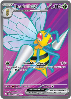 Pokemon,ME04: Chaos Rising,Beedrill ex - 098/086,Holofoil,Ultra Rare,Lightly Played