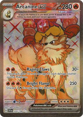 Pokemon,SV01: Scarlet & Violet Base Set,Arcanine ex - 224/198,Holofoil,Ultra Rare,Lightly Played