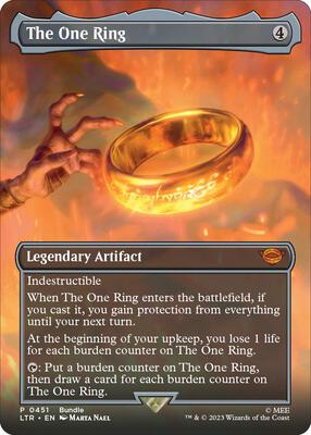 Magic: The Gathering,Unique and Miscellaneous Promos,The One Ring (Borderless) (LTR Bundle) - 451,Foil,Promo,Lightly Played
