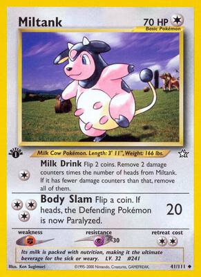 Pokemon,Neo Genesis,Miltank - 041/111,1st Edition,Uncommon,Moderately Played