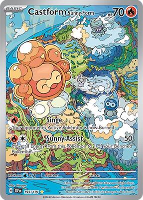 Pokemon,SV08: Surging Sparks,Castform Sunny Form - 195/191,Holofoil,Illustration Rare,Near Mint
