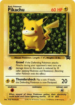 Pokemon,WoTC Promo,Pikachu (1) - 01/53,Normal,Promo,Damaged