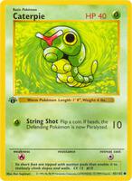 Pokemon,Base Set (Shadowless),Caterpie - 045/102,1st Edition,Common,Moderately Played