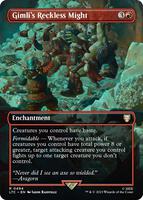 Magic: The Gathering,Commander: The Lord of the Rings: Tales of Middle-earth,Gimli's Reckless Might (Borderless) - 494,Foil,Rare,Near Mint