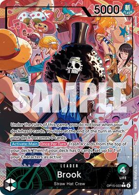 One Piece Card Game,Adventure on Kami's Island,Brook (OP15-022) (Alternate Art),Foil,Leader,Near Mint