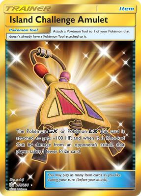 Pokemon,SM - Cosmic Eclipse,Island Challenge Amulet (Secret) - 265/236,Holofoil,Secret Rare,Lightly Played