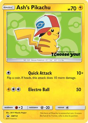 Pokemon,SM Promos,Ash's Pikachu - SM112,Normal,Promo,Heavily Played
