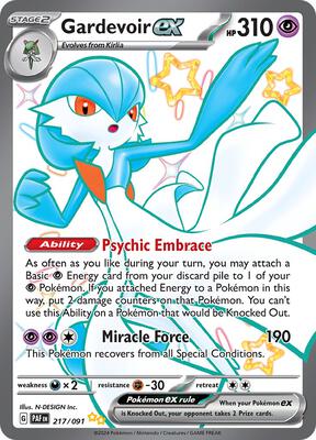 Pokemon,SV: Paldean Fates,Gardevoir ex - 217/091,Holofoil,Shiny Ultra Rare,Lightly Played
