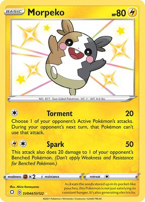 Pokemon,Shining Fates: Shiny Vault,Morpeko - SV044/SV122,Holofoil,Shiny Holo Rare,Near Mint