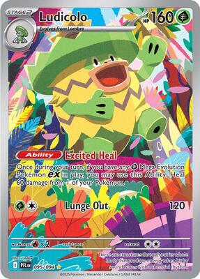 Pokemon,ME02: Phantasmal Flames,Ludicolo - 095/094,Holofoil,Illustration Rare,Moderately Played