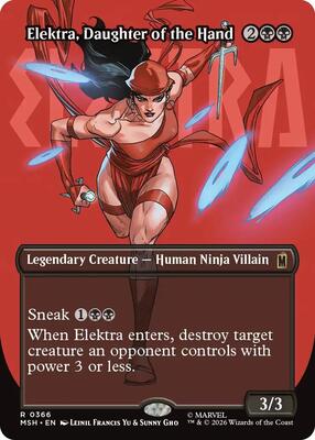 Magic: The Gathering,Marvel Super Heroes,Elektra, Daughter of the Hand (Borderless) (0366),Foil,Rare,Near Mint