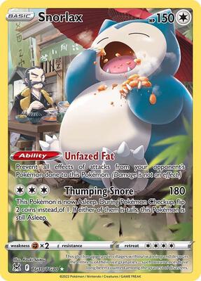 Pokemon,SWSH11: Lost Origin Trainer Gallery,Snorlax - TG10/TG30,Holofoil,Ultra Rare,Near Mint