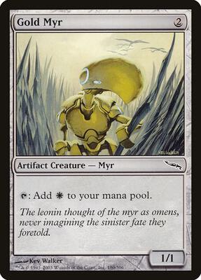 Magic: The Gathering,Mirrodin,Gold Myr - 180,Foil,Common,Lightly Played