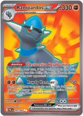 Pokemon,ME05: Pitch Black,Rampardos ex - 100/084,Holofoil,Ultra Rare,Near Mint